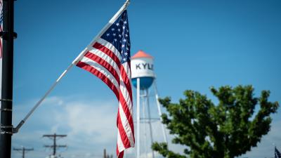 Photo of City of Kyle's Water Tower with American Flag